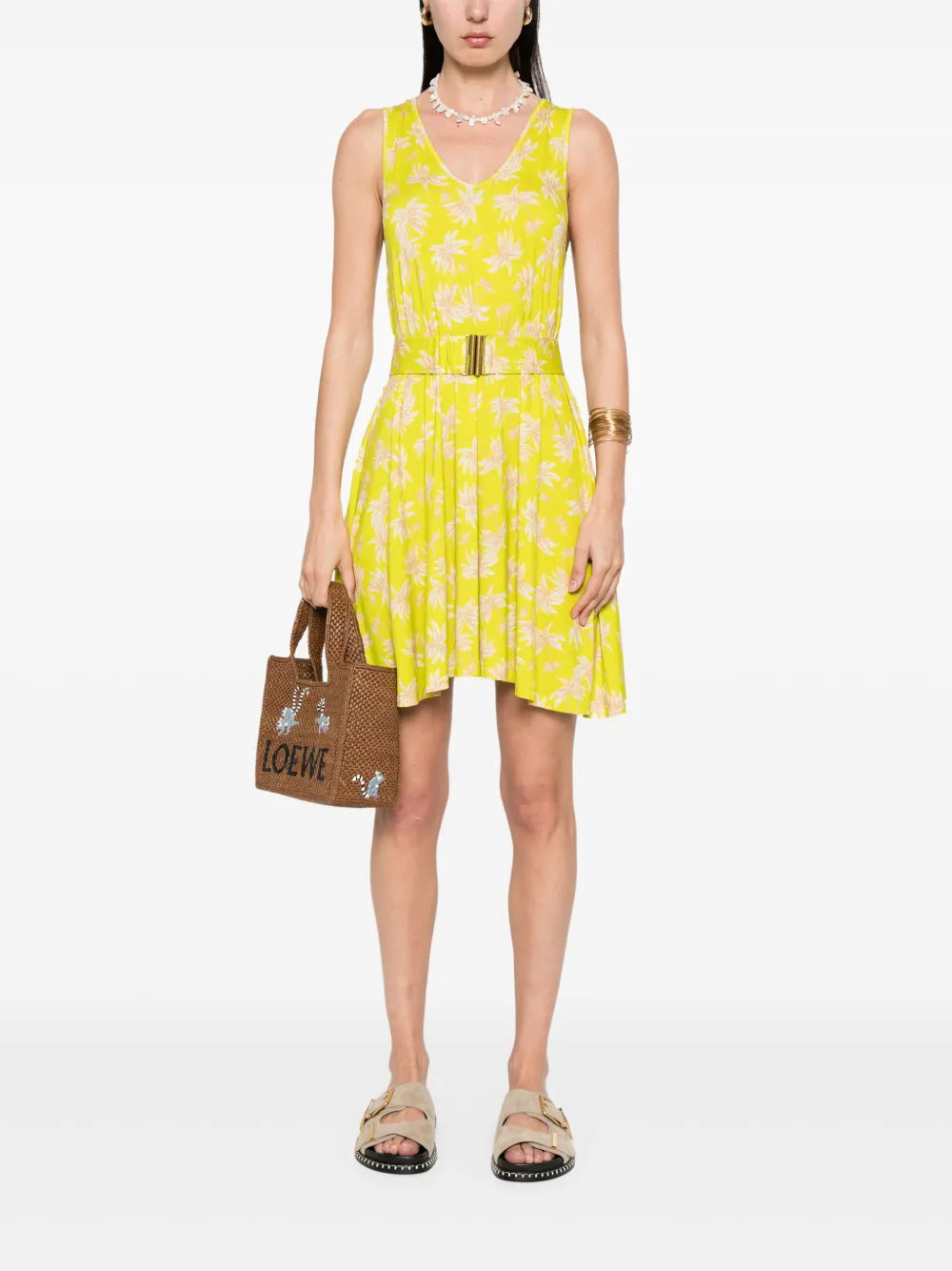 Palm-Print Mini Dress