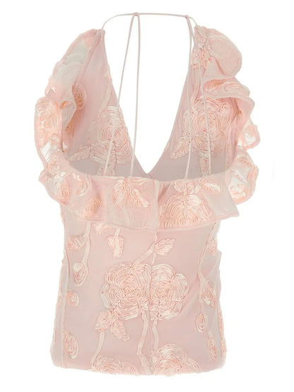 Floral-Embroidered Top