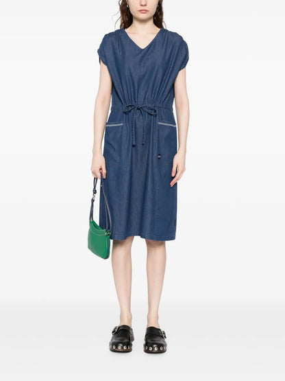 V-Neck Denim Dress