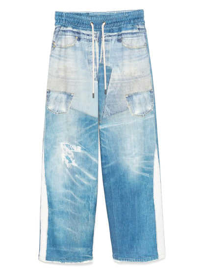 Denim Trompe Loeil Mesh Pants