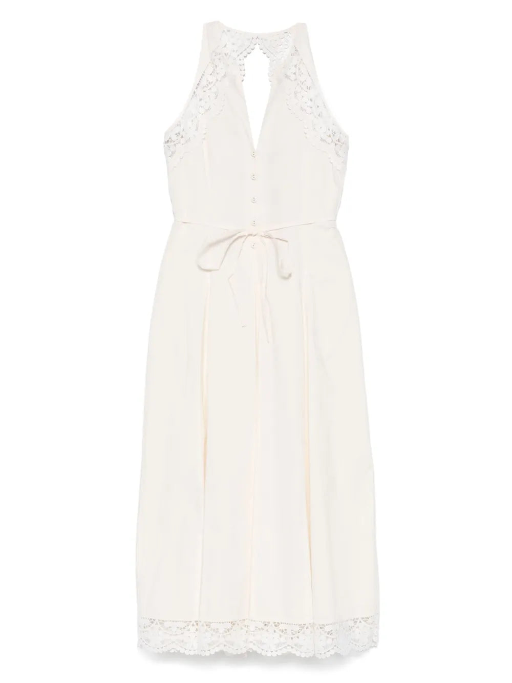 Lace-Detail Poplin Dress