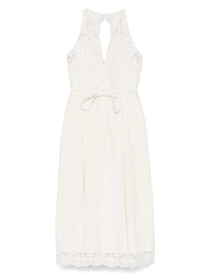 Lace-Detail Poplin Dress