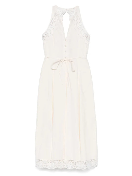 Lace-Detail Poplin Dress