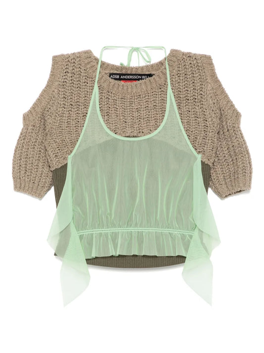Cut-Out Combination Knit Top