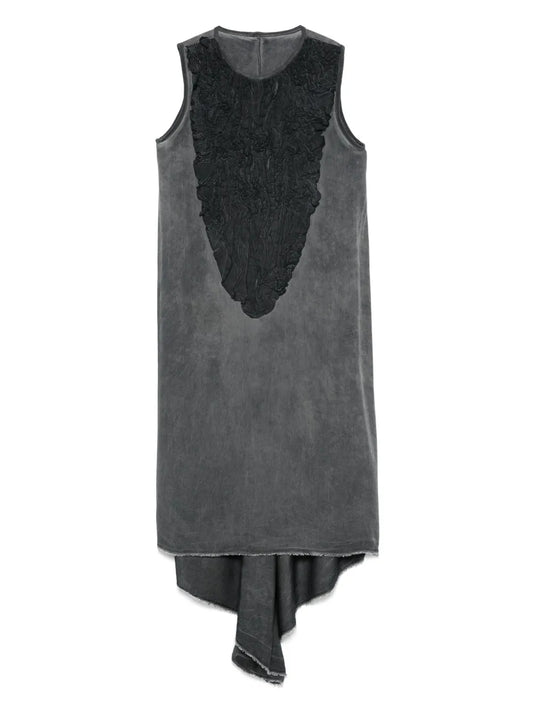 Leather-Trim Midi Dress