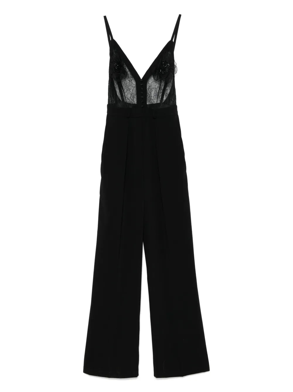 Floral-Embroidered Crepe Jumpsuit