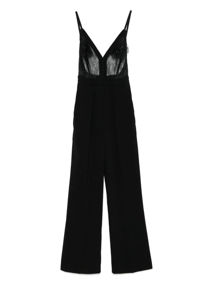 Floral-Embroidered Crepe Jumpsuit