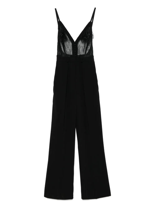 Floral-Embroidered Crepe Jumpsuit