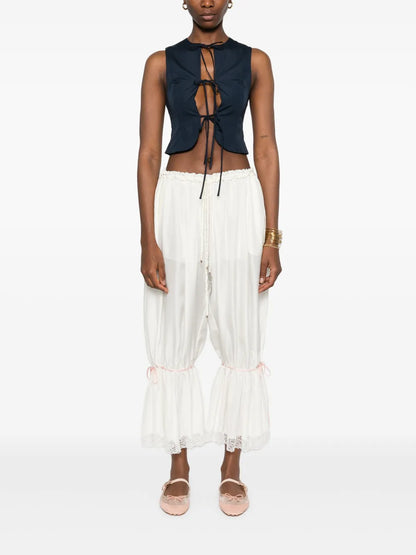 Cropped Silk Trousers