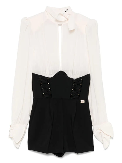 Panelled Criss-Cross Laces Playsuit