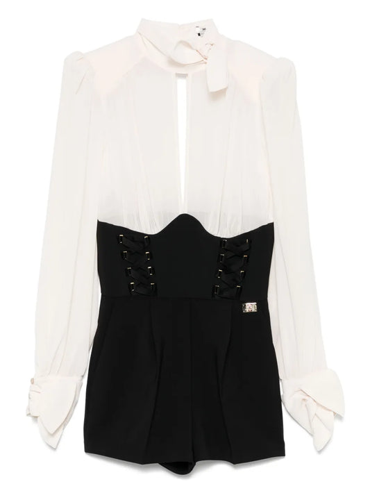 Panelled Criss-Cross Laces Playsuit