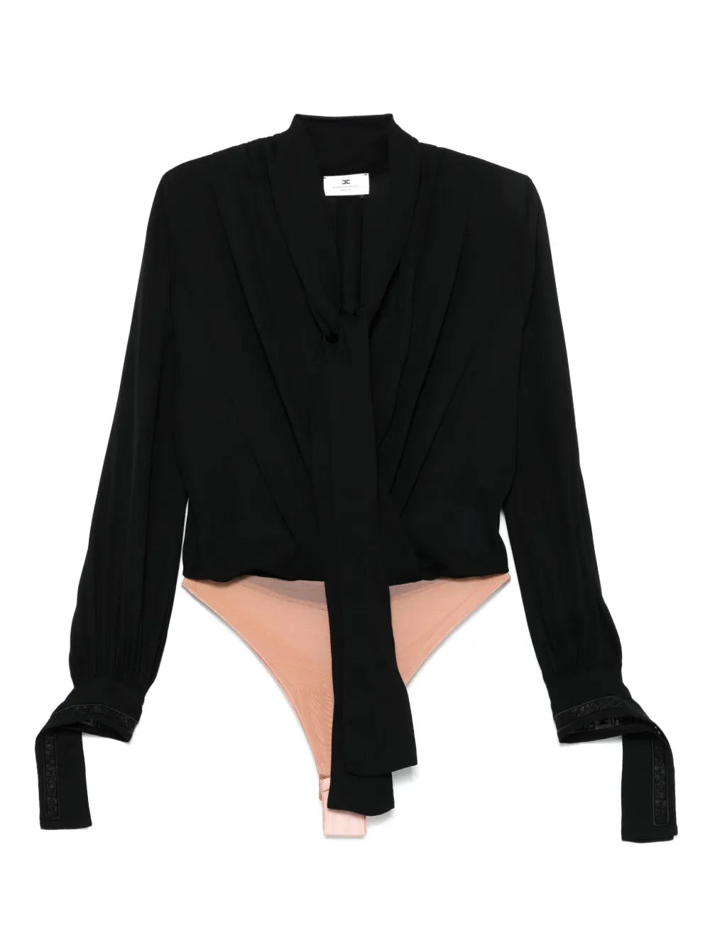 Attached-Scarf Bodysuit