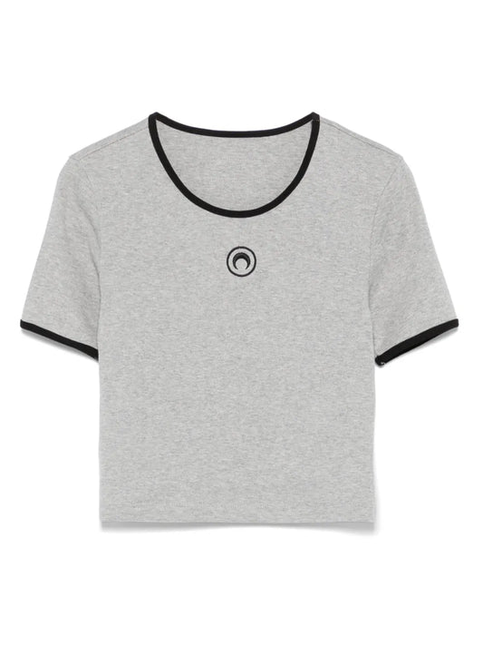 Crescent Moon-Embroidered T-Shirt
