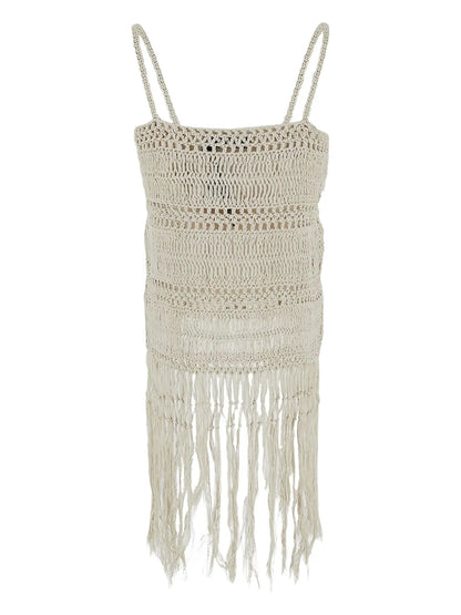 Semi-Sheer Fringed Top