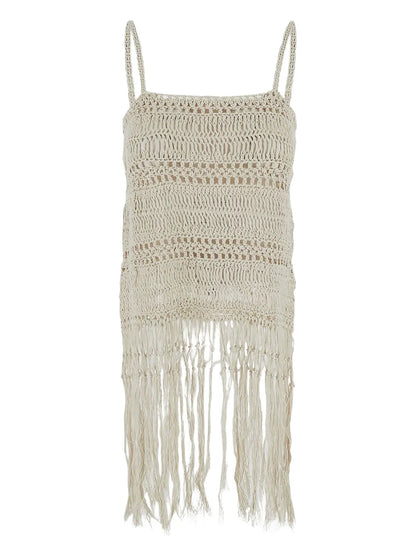 Semi-Sheer Fringed Top
