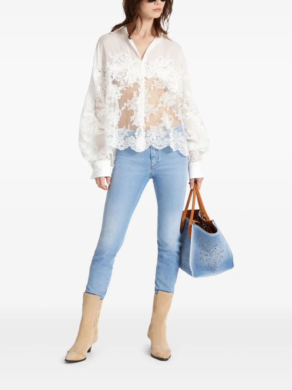 Lace-Panelled Shirt
