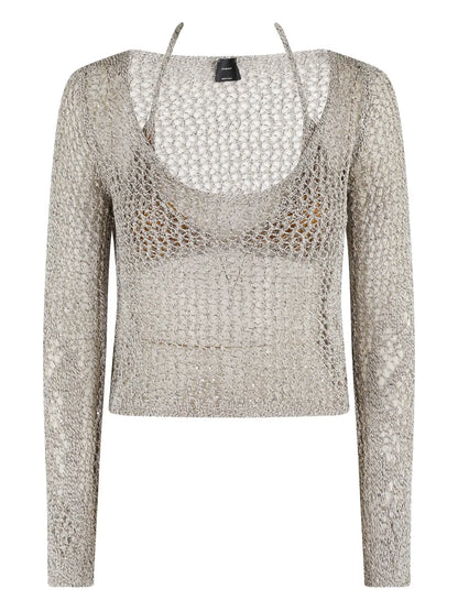 Metallic-Knit Long-Sleeve Top