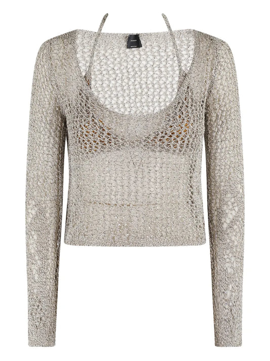 Metallic-Knit Long-Sleeve Top