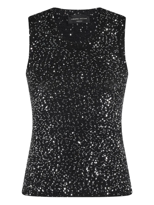 Sequin-Embellished Tank Top