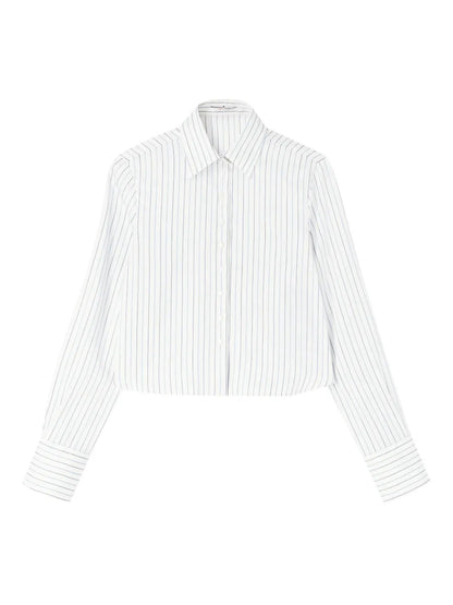 Micro-Striped Cropped Shirt