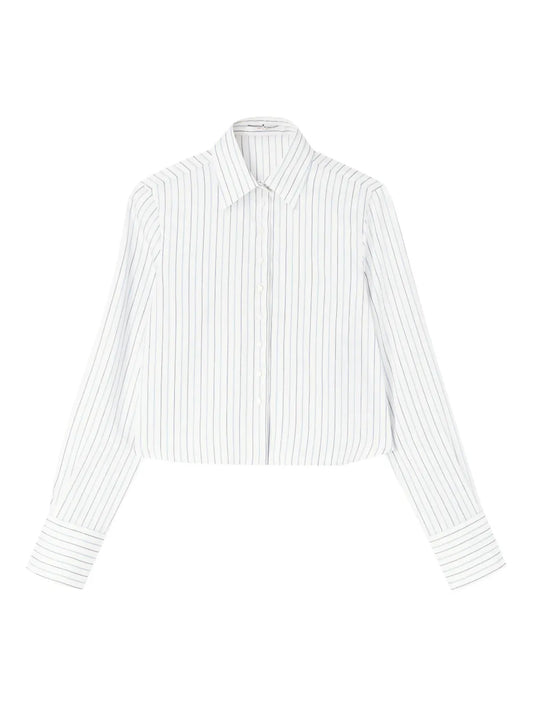 Micro-Striped Cropped Shirt