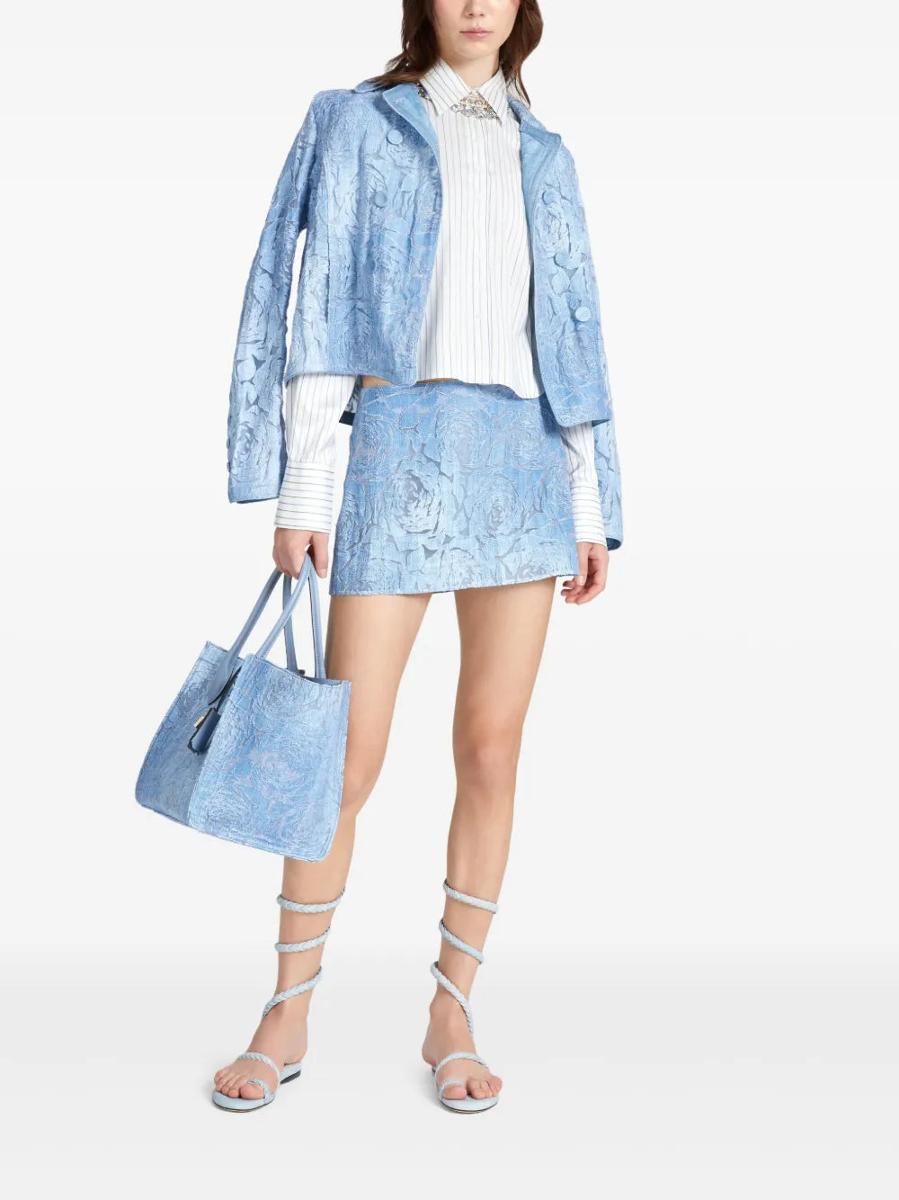 Micro-Striped Cropped Shirt
