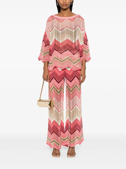 Pointelle-Knit Trousers