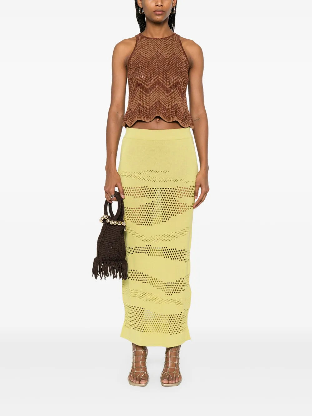 Drop-Stitch-Detailing Maxi Skirt