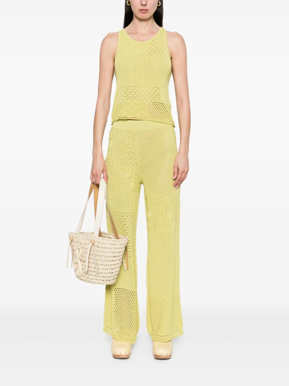 Lace-Stitch Knitted Trousers
