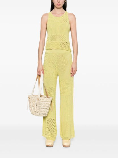 Lace-Stitch Knitted Trousers