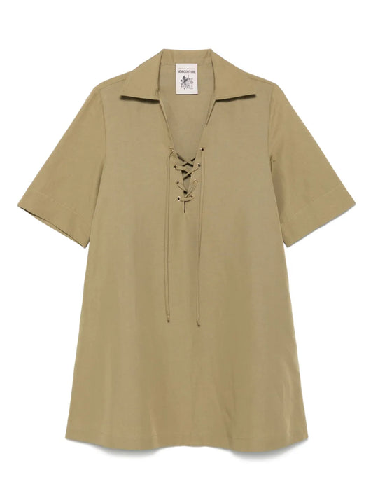 Lace-Up Shirt Dress