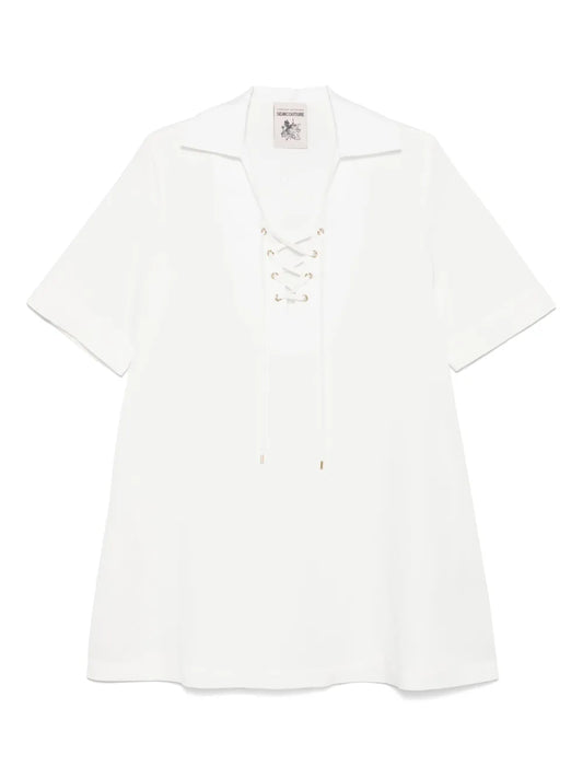 Lace-Up Shirt Dress