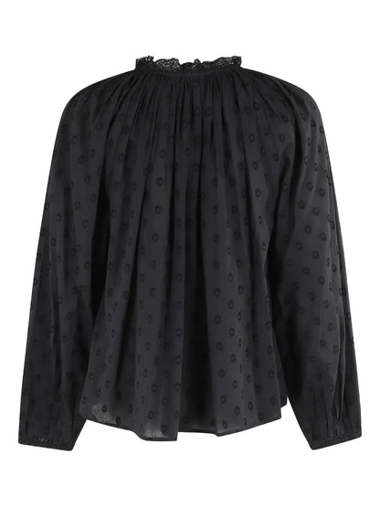 Ada Puff-Sleeve Jacquard Blouse