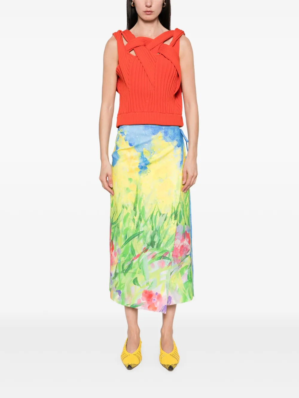 Floral-Print Midi Skirt