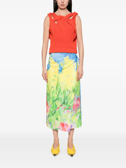 Floral-Print Midi Skirt