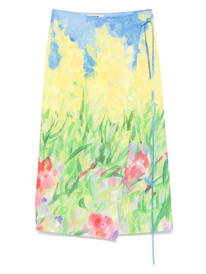 Floral-Print Midi Skirt