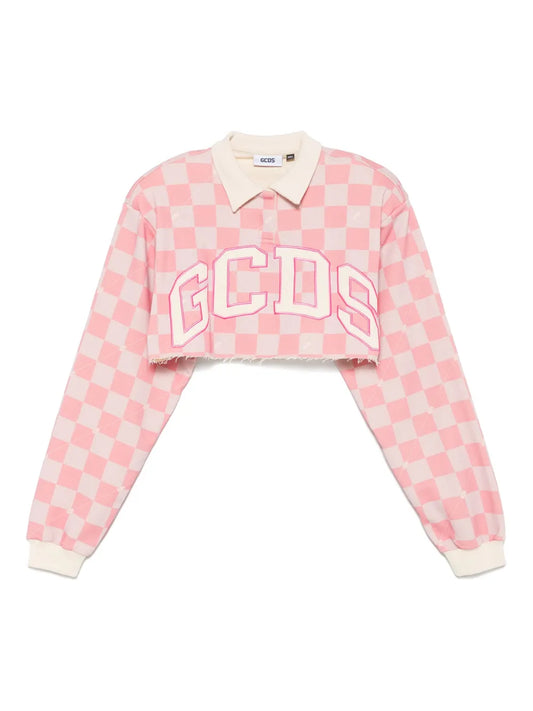 Logo-Check Cropped Polo Top