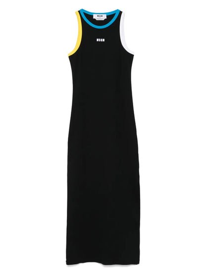 Contrasting-Trim Maxi Dress