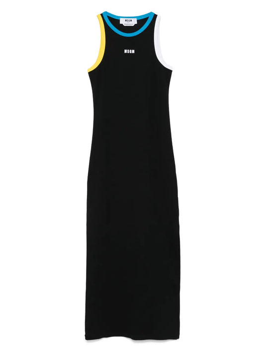 Contrasting-Trim Maxi Dress