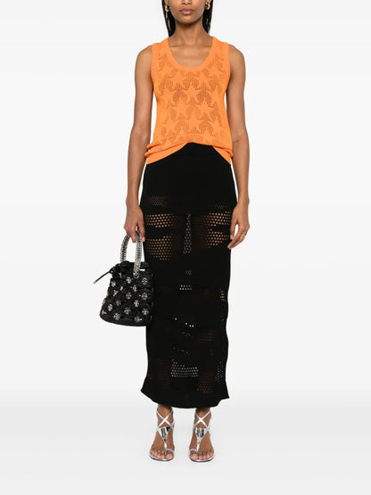 Drop-Stitch-Detailing Maxi Skirt