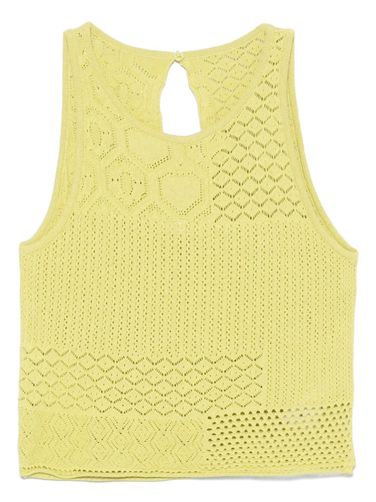 Lace-Stitch Knitted Top