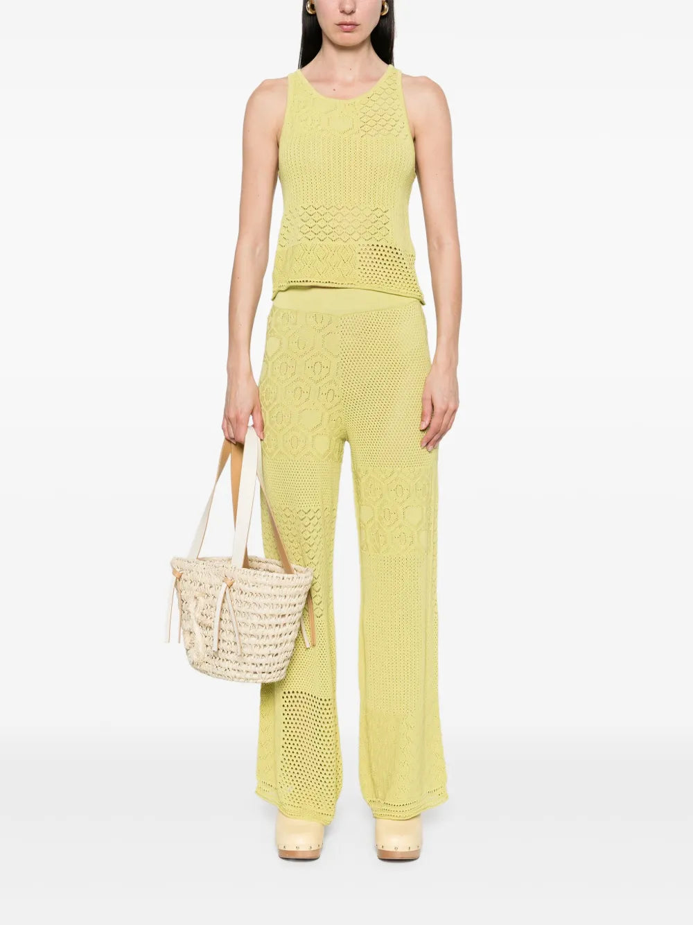 Lace-Stitch Knitted Top