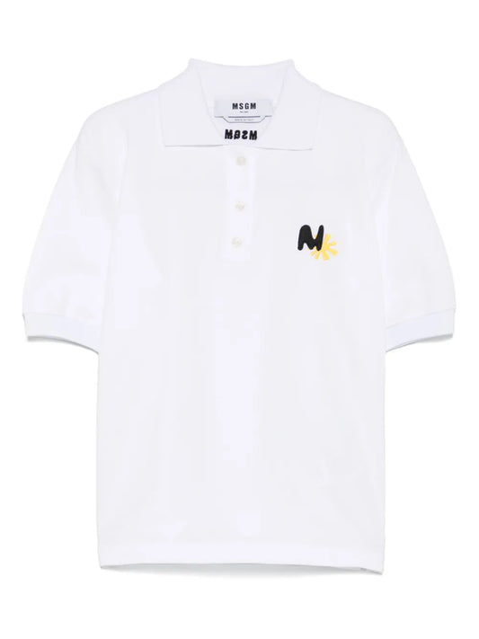 Sun-Embroidery Polo Top