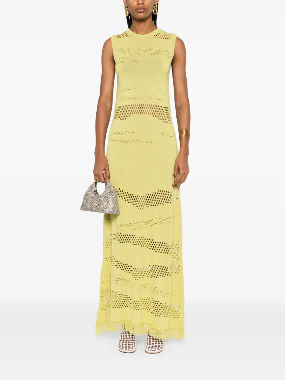 Zebra-Effect Knitted Maxi Dress