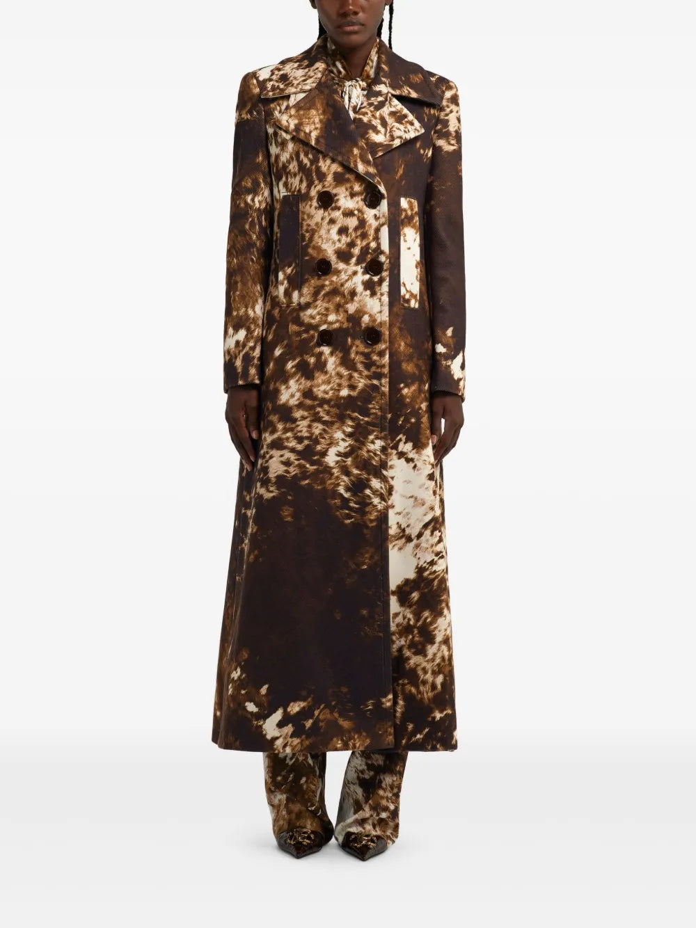 Appaloosa-Print Trench Coat