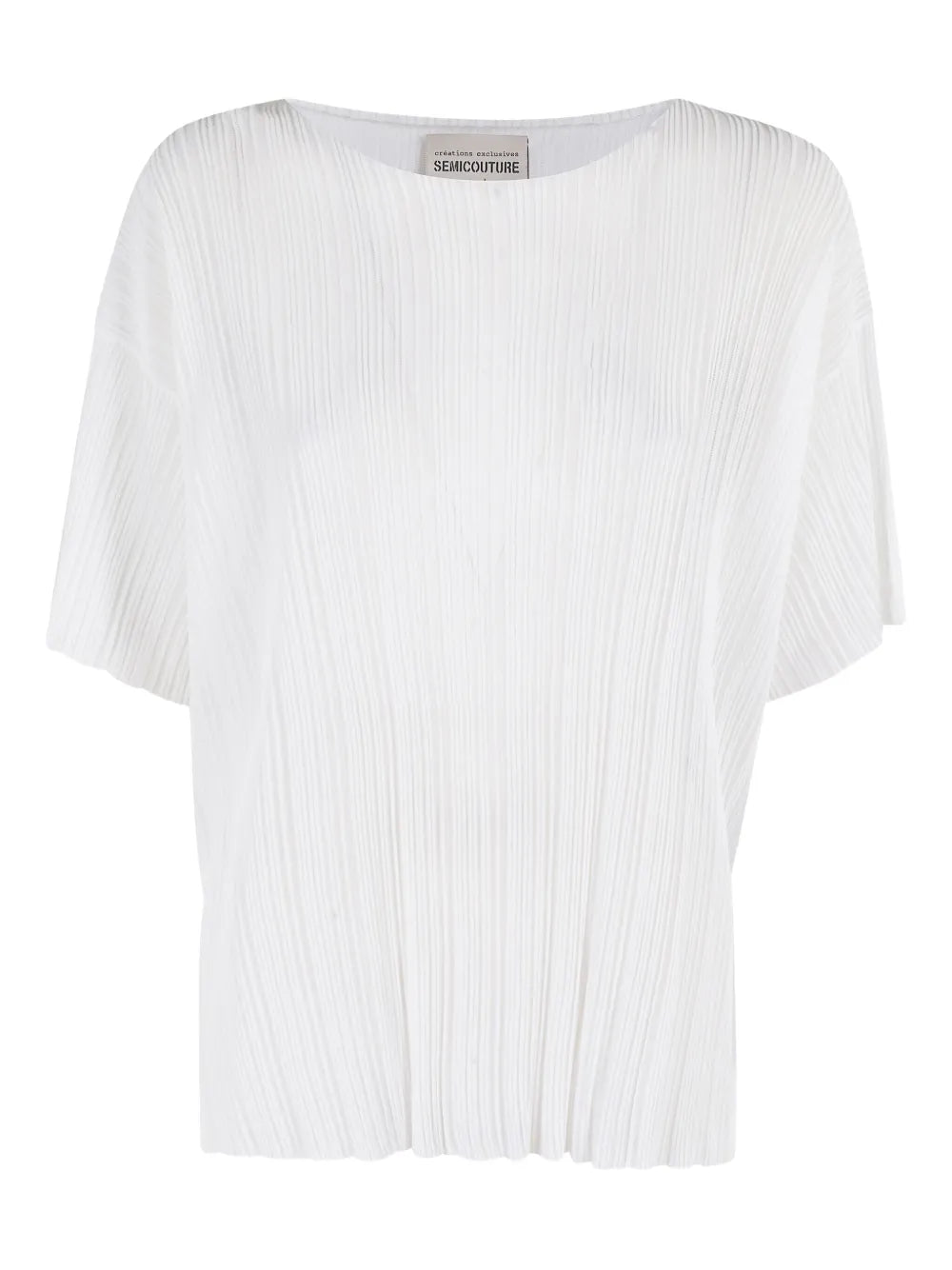 Pleated Short-Sleeve Blouse