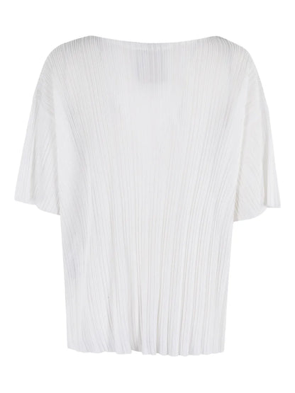 Pleated Short-Sleeve Blouse