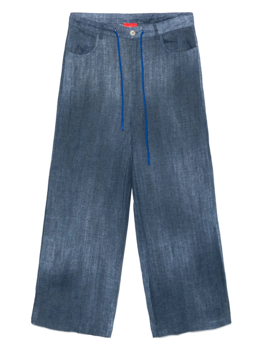 Denim-Print Trousers