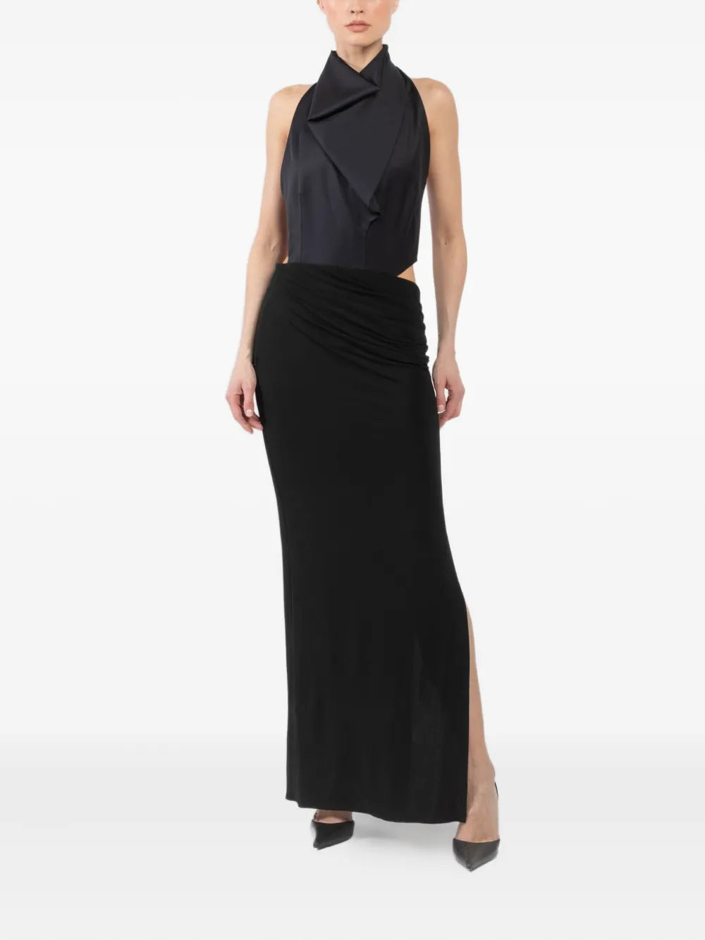 Draped Halterneck Evening Dress