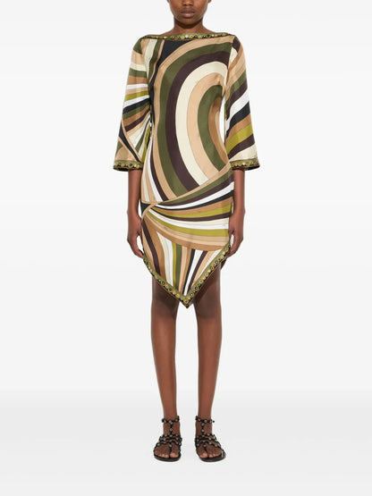 Iride-Print Silk Dress